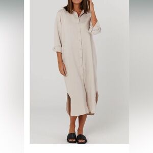 Legoe Ava Maternity Shirtdress Color-Stone, Size 4 NWT